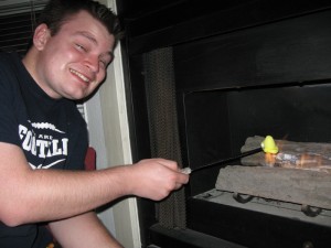 Erik roasting a Peep